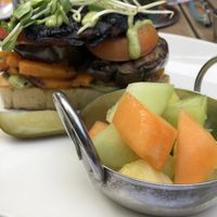 Goddess Vegetable Crostini w/ Side of Fruit  at Farmer's Table in Boca Raton