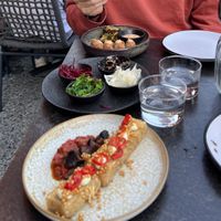 Crispy potato cakes and aubergine tartar, and the sweet potato croquettes   at Mumma in Chamonix