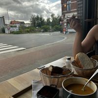 Lentil soup, simit  at Leziz bakkerij en pitta in Vlaanderen