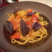 Spaghettini with fresh tomato sauce and shiso  at lara  in Vienna