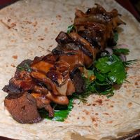 Tortilla mushroom shawarma salsa verde at lara  in Vienna
