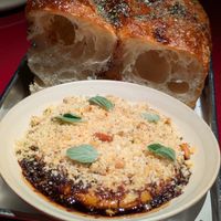 Glazed focaccia and white bean dip at lara  in Vienna