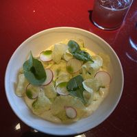 erdäpfelschaum weißer spargel radieschen 18€  at lara  in Vienna