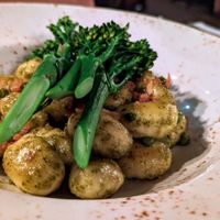 Pea & mint gnocchi at The Royal Oak Riley Green in Preston