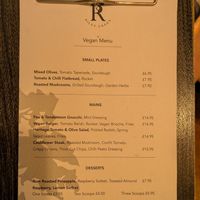 Vegan Menu at The Royal Oak Riley Green in Preston