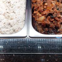 Mutabal (eggplant) and moussaka at Terrasse Beirut in Paris