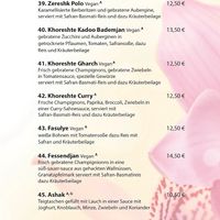 Speisekarte  at Orkide in Berlin