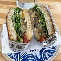 Veggie Focaccia - vegan as listed on menu  at Milo’s Cafe in Morrisville