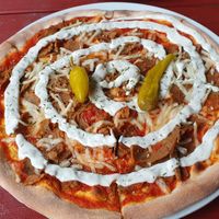 Vegan kebab pizza at Sannegårdens Pizzeria Vågmästarplatsen in Västra Götalands Län