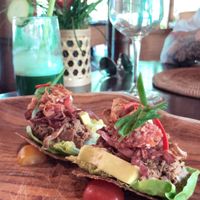 Jackfruit tacos  at Fivelements in Mambal