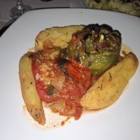 Stuffed pepper and tomato at The Pumphouse in Corfu