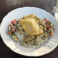 Vegan egg and beans  at Noush in Barcelona