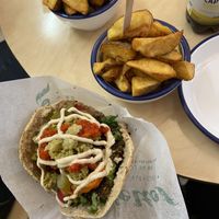 Falafel pita and potatoes (super generous portion)  at Falafel Tof in Antwerpen