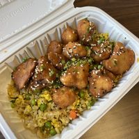 orange cauliflower was delicious!!!  at Native Foods - Point Loma in San Diego