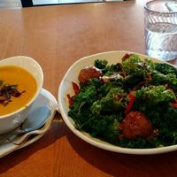 thai curry soup and kale meatball quinoa at Native Foods - Point Loma in San Diego