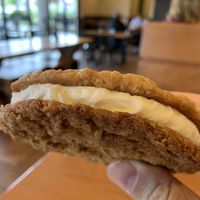Oatmeal cookies with a whipped frosting. Very good at Native Foods - Point Loma in San Diego