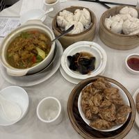 Much tender curry beef, steam bbq pork buns, black fungus, turnip and beef  at Graceful Vegetarian in Markham