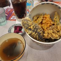 Vegan vegetable tempura at Habibi Kodokan in Tokyo