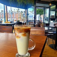 Iced Soya Latte. at Porth Y Brenin in Wales