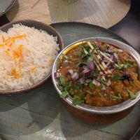 Baingain Bharta: vegan grilled Eggplant puree with rice    at DesiLicious Tandoor & Bar Dreieich in Dreieich