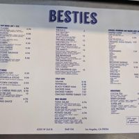 Menu as of 7/27/2025 at BESTIES Vegan Paradise - The Market in Los Angeles