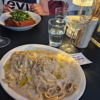 Gluten free white sauce pasta with white wine, my friend had the lasagna. at BLU SEOUL - 블루서울 in Seoul