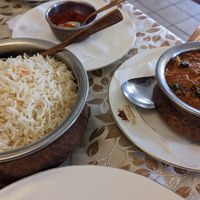 Bhindi Masala and rice (for two) at Taj Mahal Indisches Restaurant in Nordrhein-westfalen