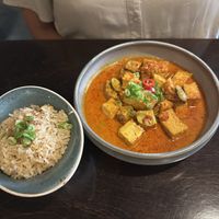 Tofu en tempeh gerecht  at Lestari Indonesisch restaurant in Gelderland
