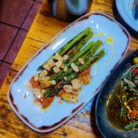 Grilled asparagus at Casa Naranjo in England