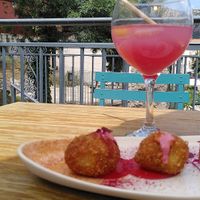 Croquetas y limonada de remolacha. at Terralma Cocina Viva in Madrid