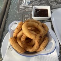 Onion rings with barbecue saucee  at Kafe Bar Persimon - "Персимон" in Varna