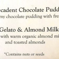 The 2 vegan  options on the dessert menu.  at Panevino in Las Vegas