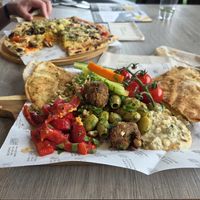 Hummus mezze and vegan pizza at Pitlochry Festival Theatre in Perth And Kinross