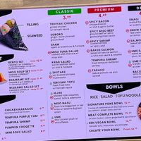 Menu at Onigilly in Santa Clara