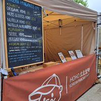 Stall with menu at HoHo 호호 호떡집 in London