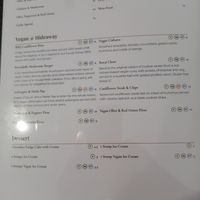 Vegan menu at Hideaway @ The House of Food ltd in Bridlington