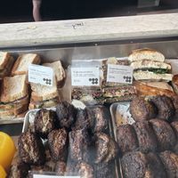 Vegan options - rye bread sandwich and squash-deller  at Wulff & Konstali - Nordhavn in København