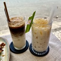 Bạc Xỉu (white coffee) and soursop milk  at Ngon Vegan Bistro & Cafe in Can Tho