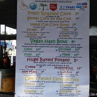 Vegan options at the Eyes & Ears Corn stall at Farmer's Market in Torrance