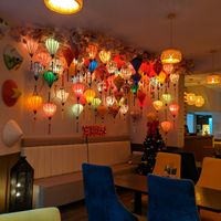 Lots of lovely lights (it was Christmas) at Gạo Vietnamese Cuisine in Eastbourne