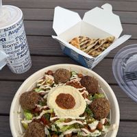 Tahini crunch salad with a falafel side and a pita… Very good!  at Nick The Greek in Phoenix