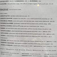 Last two principale menu items are vegan.  at Zingari Steakhouse & Pasta Bar in San Francisco