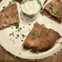 Arayes - impossible meat. Vegan sauce   at Levant in Petaluma