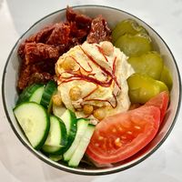 Saffron hummus bowl at The Restaurant @ Radisson Blu Hotel, Prague in Prague