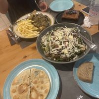 Dionyssos salad, fennel pie, fava (not in the picture)  at Taverna Dionyssos in Crete