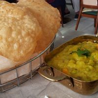 Poori aloo bhaji ($14). Simple and good. at Simply South - Indian Vegetarian Restaurant in Warrenville
