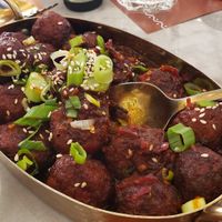 Veg manchurian ($13). I didn't love the sauce. It should be soy based, not ketchup. at Simply South - Indian Vegetarian Restaurant in Warrenville