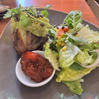 Lovely jacket spud with proper crispy skin!  at JJ’s Cafe in Hollywood