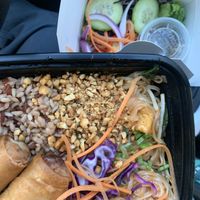 Stir fry of the day and salad. Photo doesn’t show the soup or dessert!  at Araya's Place - Madison St in Seattle