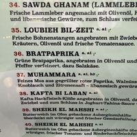 vegan menu  at Hummus Lebanese Cuisine Restaurant Pforzheim in Baden-württemberg